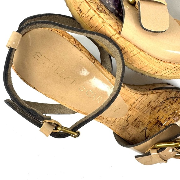 Stella Mccartney Patent Leather Ankle Strapped Cork Wedge Sandals Women’s Sz 6 - Picture 2 of 7